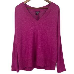 BUFFALO DAVID BITTON NWT Cozy Knit Relaxed Fit V Neck Sweater Heather Pink Large